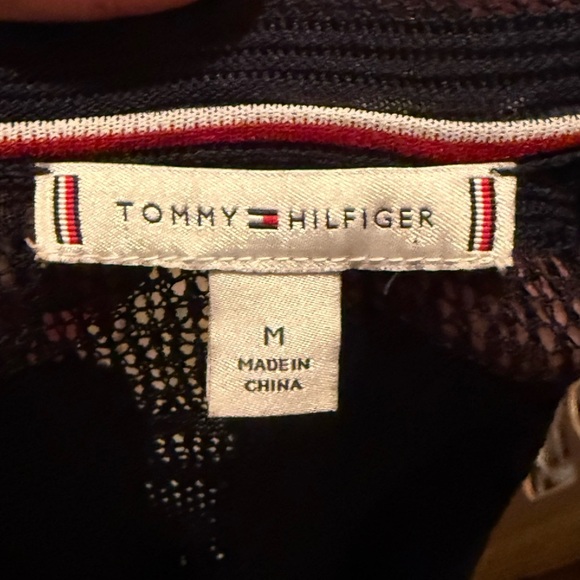 Tommy Hilfiger Knit Midi Dress with Striped Hem Womens Sz M Netted Short Sleeves - Picture 4 of 4